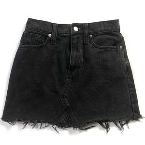 Madewell Black Denim Raw Hem Jean Mini Skirt